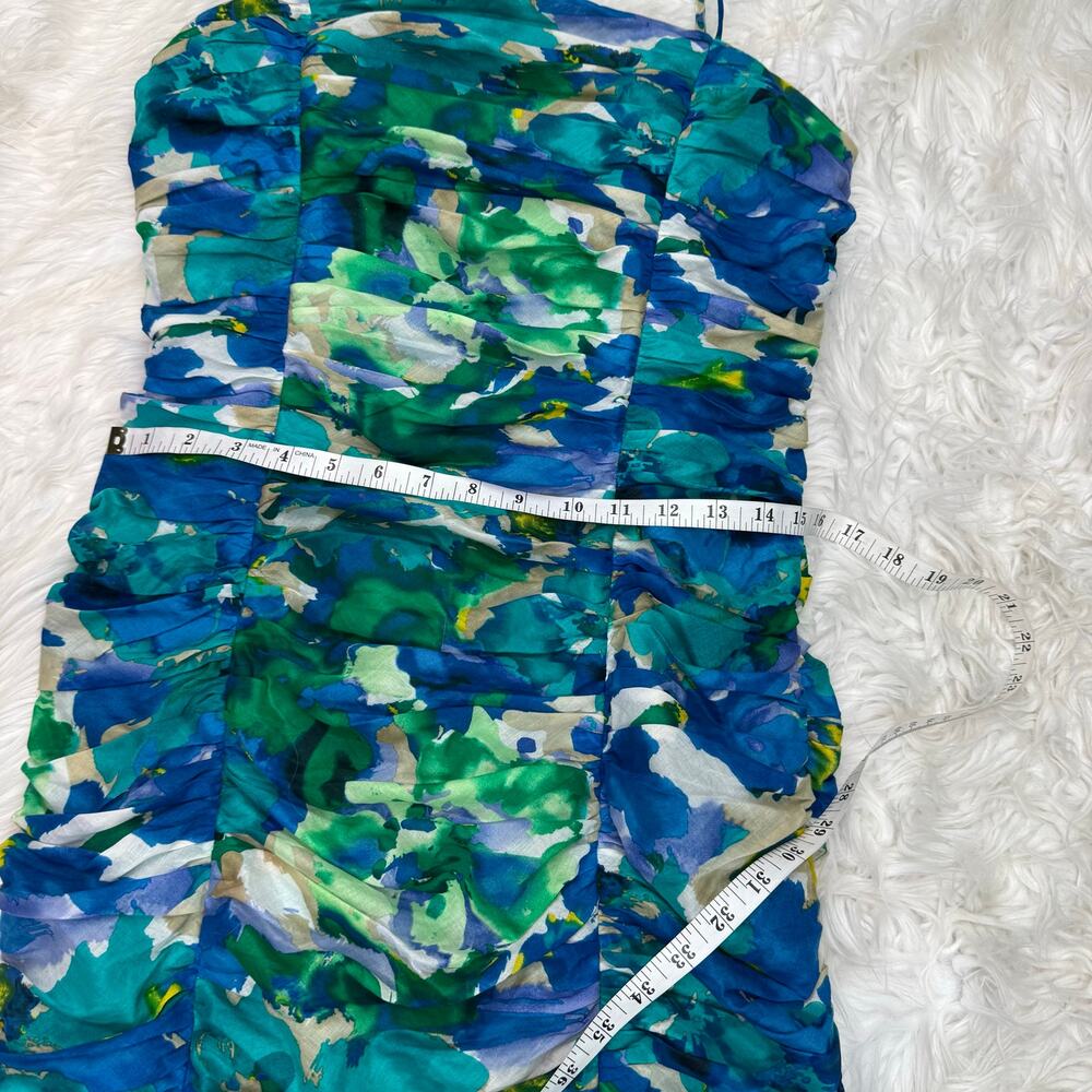 Calvin Klein Women's Spaghetti Strap Ruched‎ Cocktail Dress Size 12 Blue Floral - Picture 11 of 16